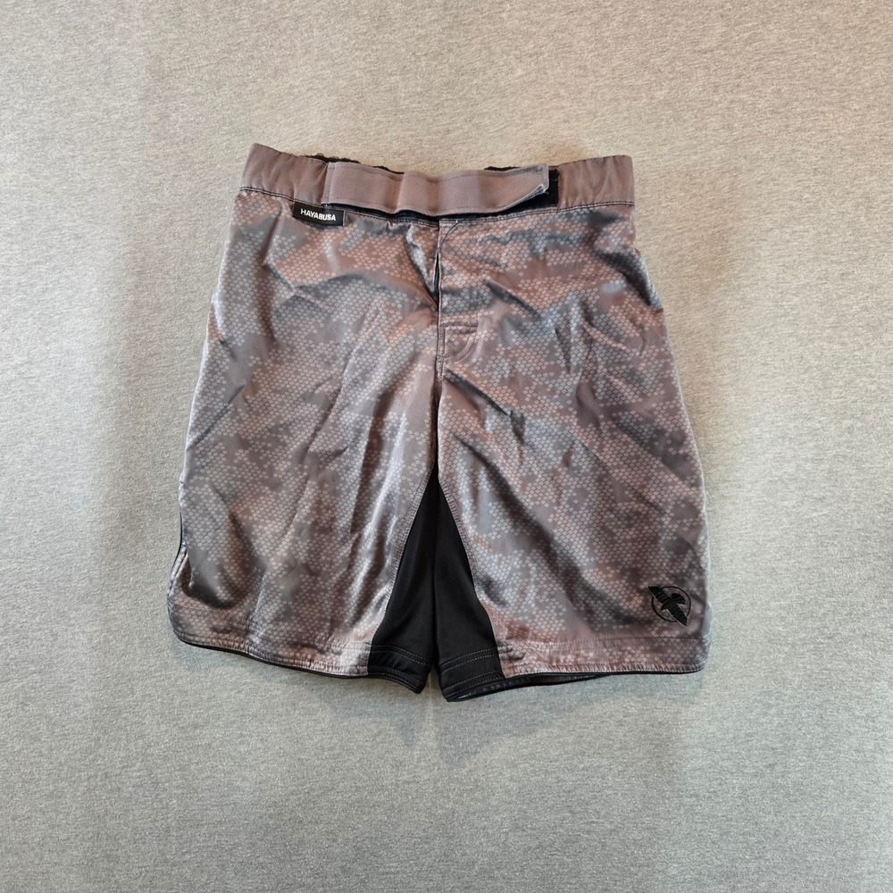Hayabusa MMA‎ Shorts Mens Small Grey Hex Mid Thigh Training Fight Gear